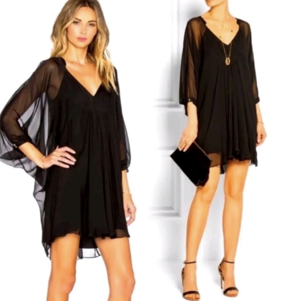 DVF SHEER SILK SMOCK DRESS